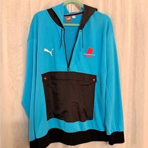 Porsche Targa Blue Hoodie with Brown Trim